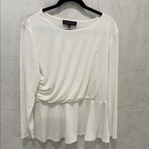 Eloquii Cream Long-Sleeve Peplum Blouse